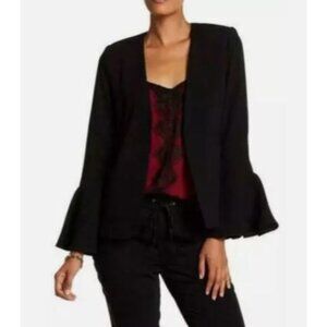 NWT Harlow & Graham Women's Black Bell Sleeve Open Blazer Jacket Size XS